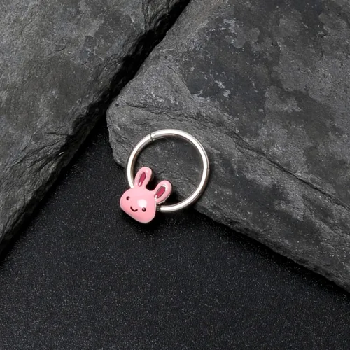Vista 6 de Body Candy Anillo de segmento con bisagras de acero 16G, sin costuras, para pezón, aro de nariz de conejo, 38 pulgadas, Acero inoxidable, Sin gemas.
