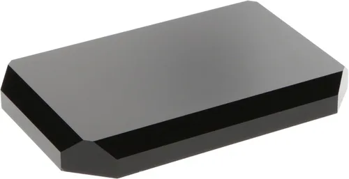 Vista 3 de Plymor Base de exhibición rectangular de corte de esquina biselada de acrílico negro, 4 "x 2" D x 0.75" H