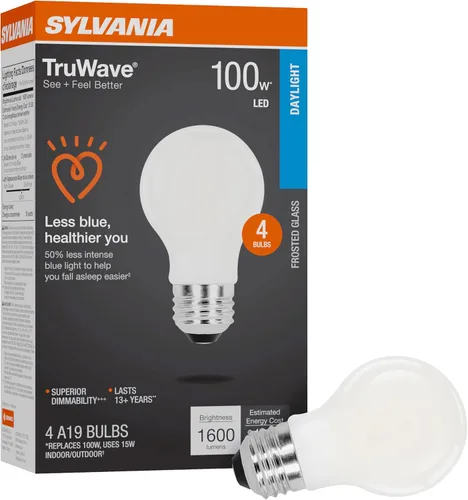 Vista 19 de LEDVANCE Sylvania - Bombilla LED TruWave Natural Series A19, equivalente a 75 W, eficiente 11 W, 1100 lúmenes, base media, regulable, esmerilada