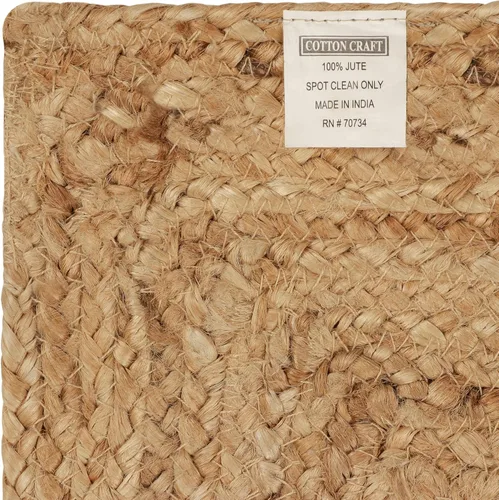 Vista 8 de COTTON CRAFT Alfombra de yute trenzada 100 % yute para puerta, alfombra pequeña tejida neutra reversible para entrada, cocina, sala de estar