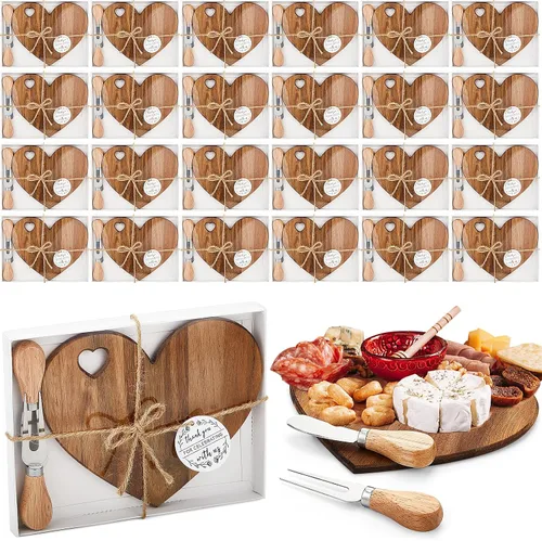 Vista 19 de Patelai 1 Juego de Tabla de Queso en Forma de Corazón para Despedida de Soltera y Baby Shower con Cuchillo, Tabla Mini de Madera para Charcutería