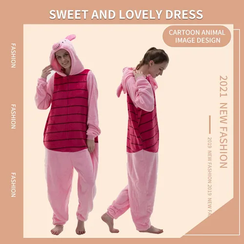 Vista 4 de COSUSKET Snug Fit Unisex Adult Onesie Pajamas, Flannel Cosplay Animal One Piece Halloween Costume Sleepwear Homewear