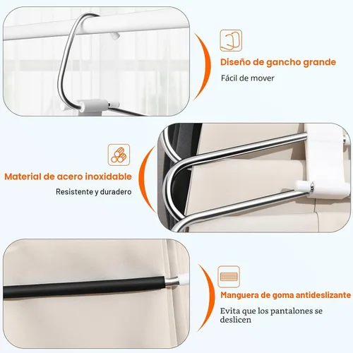 Vista 5 de Perchas Plegables Mejoradas para Pantalones que Ahorran Espacio, Perchero de Ropa de 6 Niveles, Organizador de Closet Multifuncional de Acero