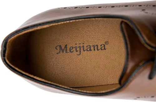 Vista 3 de Meijiana Zapatos formales Oxfords para hombre, zapatos casuales de negocios con cordones, zapatos de vestir de moda para hombres