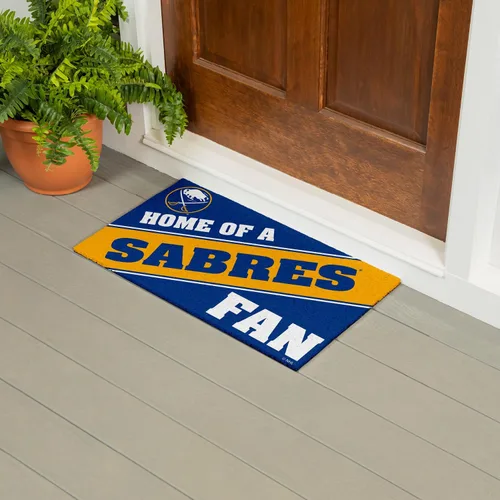 Vista 2 de Team Sports America NHL Buffalo Sabres Entrada interior y exterior 28 x 16 pulgadas Parte trasera antideslizante Tapetes de bienvenida