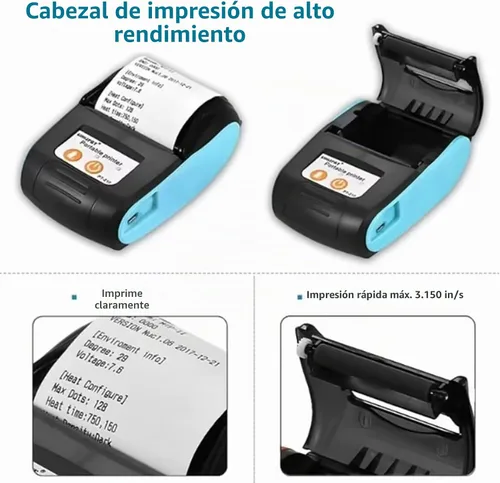 Vista 4 de No es compatible con iPhone iOS/IPAD/MAC, solo compatible con Android/Windows, impresora térmica Bluetooth de recibos de 2.283 in, mini impresora