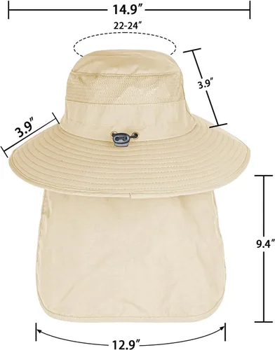 Vista 6 de Sombreros de sol para hombres y mujeres, sombrero de pesca UPF 50+ transpirable de ala ancha Beige