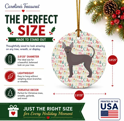 Vista 5 de Caroline's Treasures Abyssinian Sand Terrier - Adorno de cerámica para colgar en el árbol de Navidad, para el hogar, Navidad, fiestas, regalo, 3
