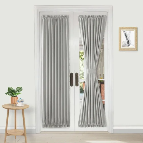 Vista 47 de DWCN Cortinas para Puertas Francesas – Cortinas opacas térmicas con bolsillo para barra para puertas con ventana de cristal, puertas de cocina