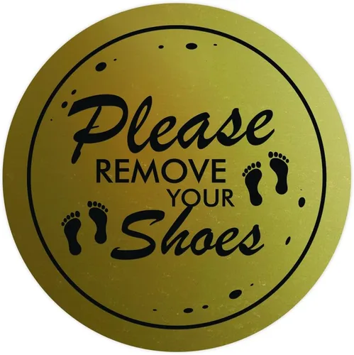 Vista 7 de All Quality Please Remove Shoes Circle Wall Door Sign - Negro (Pequeño)