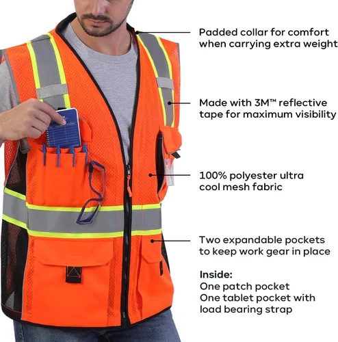 Vista 3 de Neopelta Chaleco de seguridad reflectante resistente hecho con cinta 3M Naranja