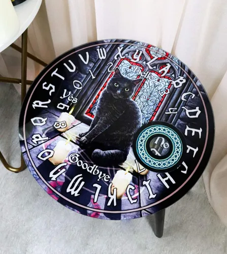 Vista 8 de Ebros Occultic Wicca Lisa Parker Sagrado Circle Black Cat Ouija Spirit Board con plancha redonda de 16 pulgadas de alto, mesa auxiliar redonda