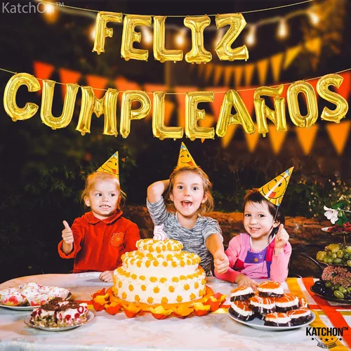 Vista 4 de KatchOn Cartel de globos dorados de cumpleaños – Decoración española de cumpleaños de 16 pulgadas