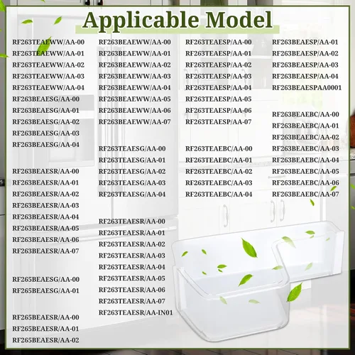 Vista 3 de DA97-12651A Contenedor de estante de puerta de refrigerador (superior izquierdo) compatible con Samsung RF263TEAE, RF263BEAE, RF265BEAESG