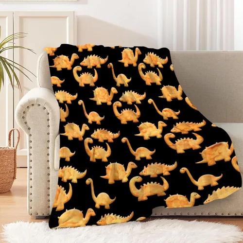 Vista 5 de Manta ligera de franela de dinosaurio de nuggets de pollo, regalos para niñas y mujeres en todas las estaciones, para cama, sofá, 30 x 40 pulgadas