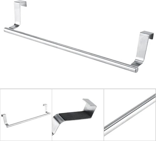 Vista 3 de Gavigain Toallero curvado de acero sobre la puerta, colgador para armario o armario, toallero para gabinete para cocina, baño, sostiene toallas