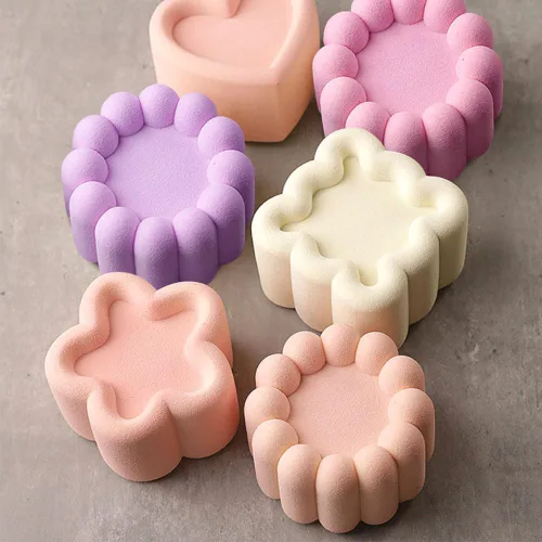 Vista 6 de 4 moldes de silicona antiadherentes para suministros de hornear, molde cuadrado de estrella, corazón, flor, pastel, moldes de silicona para pudín