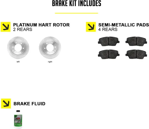 Vista 2 de Hart Brakes Kit de frenos traseros y rotores Pastillas de freno traseras Rotores y pastillas de freno Pastillas y rotores semimetálicos