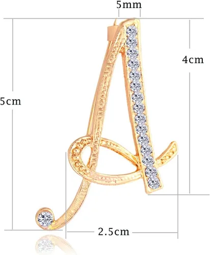 Vista 4 de Letter Brooch Pins Initial Rhinestone Brooch for Women Crafts Gold A-Z