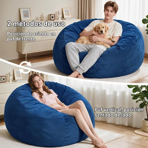 Vista 3 de Homguava Silla Puf de 5 Pies Puf Gigante con Relleno de Espuma Viscoelástica, Cómodas Sillas Puf para Adultos, Silla Puf para Adultos con Funda