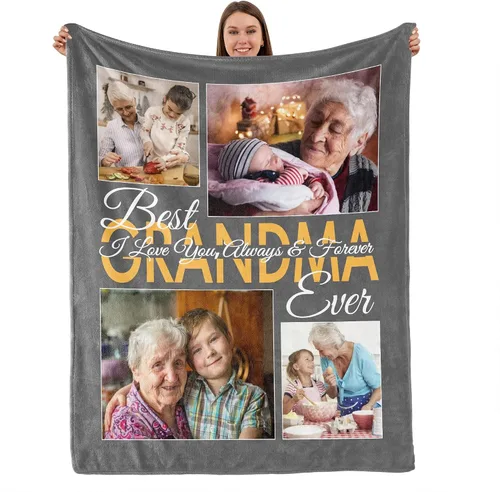 Vista 7 de TURMTF Manta personalizada con foto para mamá de hija e hijo, regalos de boda personalizados para ella, él, pareja, esposa, marido, novia, novio