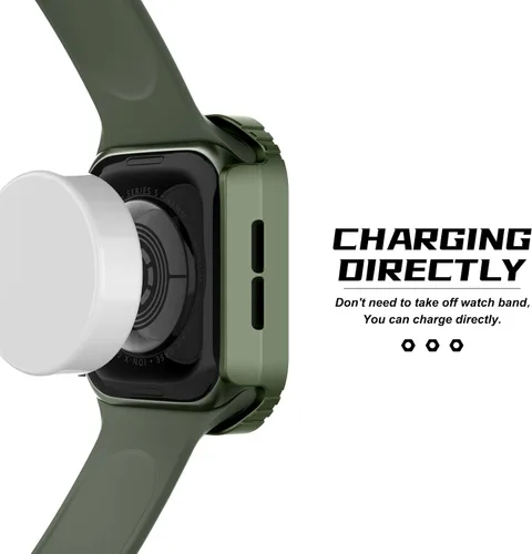 Vista 4 de Recoppa para Funda Resistente Apple Watch 38mm Series 3/2/1 con Protector de Pantalla, Cubierta Protectora a Prueba de Caídas Grado Militar Quattro