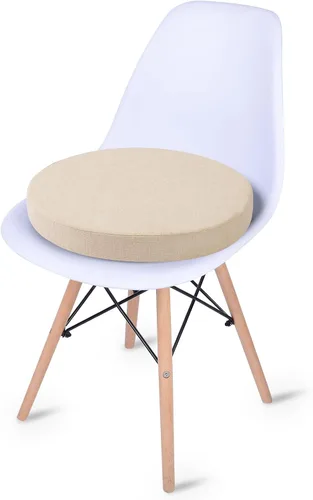 Vista 4 de Tromlycs Almohadilla de Cojín de Asiento Redondo para Silla de 14 Pulgadas para Sillas de Taburete Circular Cojín de Espuma Decorativo Beige