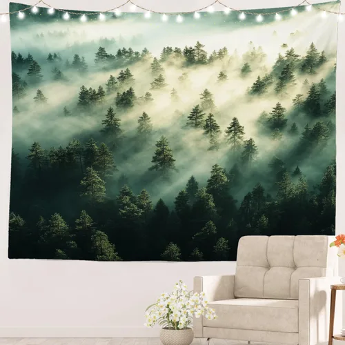 Vista 37 de Batmerry Peaceful Retreat Beautiful Landscape Polyester Tapestry, Blooming Garden Setting Lightweight Wall Hanging High-Definition Print Backdrop
