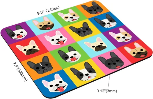 Vista 2 de Alfombrilla de mouse, con patrón de bulldog francés, alfombrilla de mouse rectangular personalizada con diseños de goma antideslizante suave