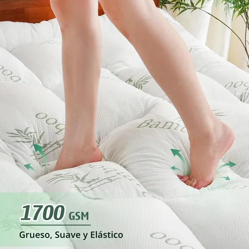 Vista 7 de DOWNCOOL Cubrecolchón tamaño individual de 3 pulgadas – Cubrecolchón de espuma viscoelástica refrescante para aliviar el dolor de espalda, capa