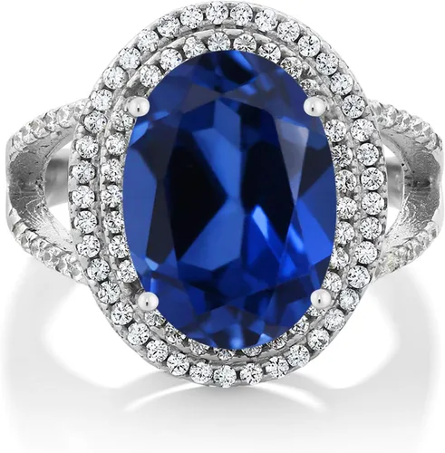 Vista 11 de Gem Stone King Anillo de piedra preciosa y piedra natal de 5-10 quilates para mujer Plata de ley 925 Ovalado 14X10MM Anillo de boda