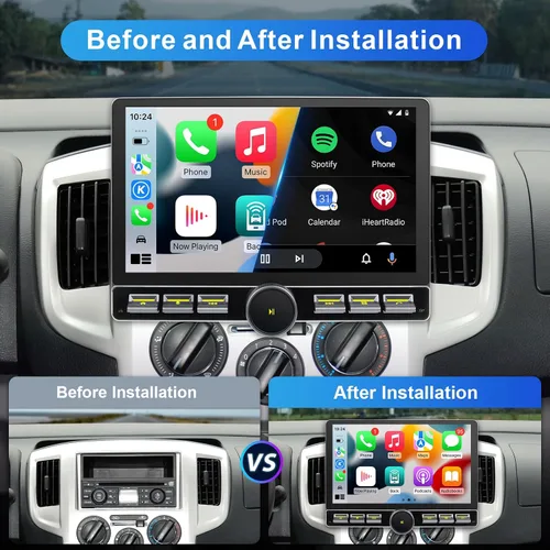 Vista 8 de Radio Android Single DIN inalámbrica Carplay Android Auto 8-Core 10.1 pulgadas pantalla táctil estéreo de coche con pantalla táctil flotante