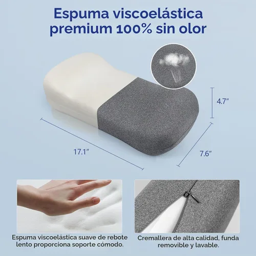 Vista 4 de COMFYTHERA Almohada cervical para el cuello para aliviar el dolor de dormir, almohada de cuello pequeño de espuma viscoelástica para aliviar