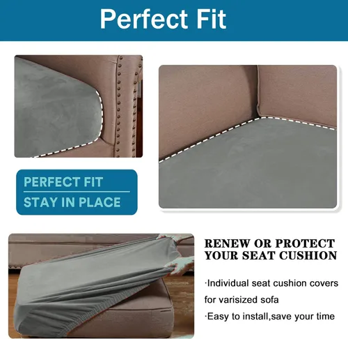 Vista 4 de Fundas de cojín de terciopelo para sofá, fundas de cojín individuales elásticas, antideslizantes, protector de muebles lavable, fundas de cojín