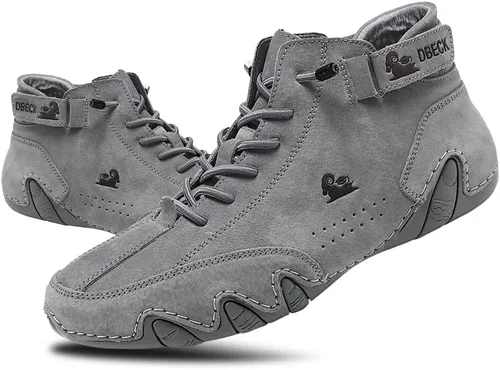 Vista 19 de JishinGal Botas Chukka de ante para hombre, ligeras, descalzas, para caminar, al aire libre, informales, italianas, hechas a mano, de caña alta, sin
