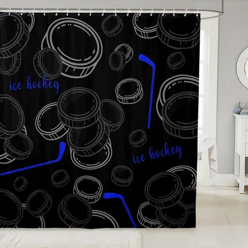 Vista 21 de Decorative White Baseball Shower Curtain Waterproof Polyester Fabric,Red Baseball Bat Bath Curtain Home Bathroom Decor Hanging Curtain with Hooks 72