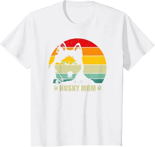 Vista 18 de Husky Mom Retro Dog Lover Mother Siberian Huskies Tee Women T-Shirt Asphalt Grey