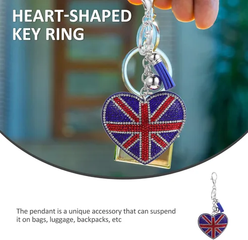 Vista 6 de Llavero Union Jack con diamantes de imitación, llavero de bandera británica, llavero de bandera británica, bolso de mano, recuerdo II 2022 recuerdo