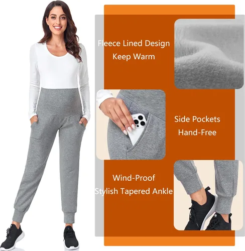 Vista 5 de PACBREEZE Pantalones de maternidad para mujer, pantalones deportivos de entrenamiento sobre el vientre, pantalones de pijama elásticos para embarazo