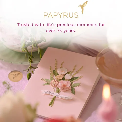Vista 6 de Papyrus - Tarjeta de árbol de Navidad con copos de nieve metálicos (Deseos alegres)