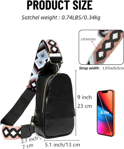Vista 6 de Sling Bag for Women Fanny Pack Crossbody Bags for Women Chest Bags Cross Body Purse PU Shoulder Backpack