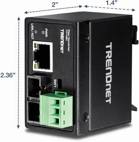 Vista 6 de TRENDnet Hardened Industrial 100Base-FX Convertidor de fibra SC multimodo (1.2 mi, 1.2 millas), carcasa clasificada IP40, TI-F10SC, negro