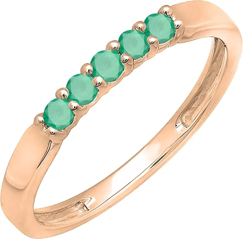 Vista 98 de Dazzlingrock Collection Anillo de boda redondo de 5 piedras preciosas o diamantes para mujer en oro macizo de 10 K/14 K/18 K