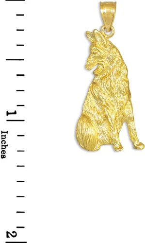 Vista 2 de Colgante de perro de pastor alemán de oro amarillo de 14 quilates de alto pulido, Oro amarillo