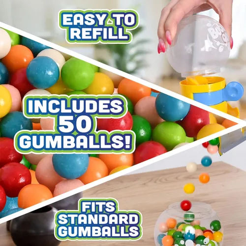 Vista 4 de Máquina de chicles Toymendous para niños con chicles - Dispensador de mini dulces de goma de mascar Alhóndiga para niños - Reciba colores rojo