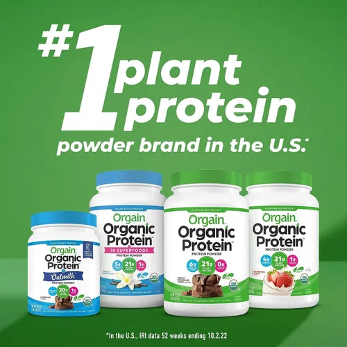 Vista 4 de Orgain Proteína vegana orgánica en polvo, mantequilla de maní de chocolate (0.81 onzas de proteína) y vainilla (0.81 onzas de proteína), a base