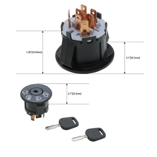 Vista 3 de VIRTIONZ MWIRE - Interruptor de encendido con dos llaves, 4 posiciones, 7 terminales, compatible con Husqvarna Craftsman Dixon Cub Cadet 532175566