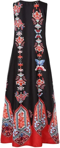 Vista 4 de MISYAA - Vestido casual, largo, sin mangas, con bolsillos, con cuello en V, para mujer