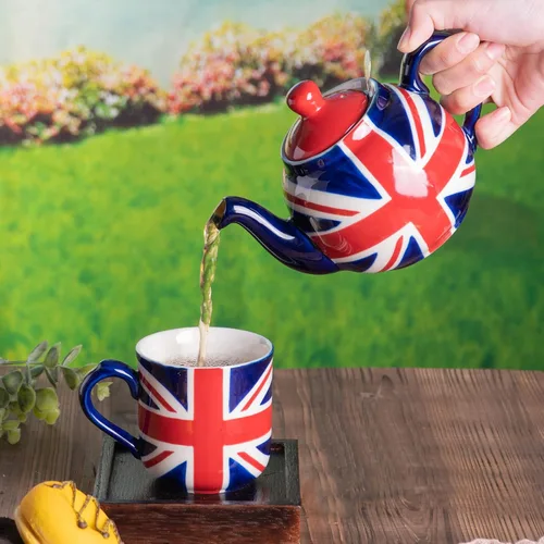 Vista 7 de London Pottery Tetera con infusor, cerámica, pintado a mano Union Jack Edición Limitada, 2 tazas (20.3 fl oz)
