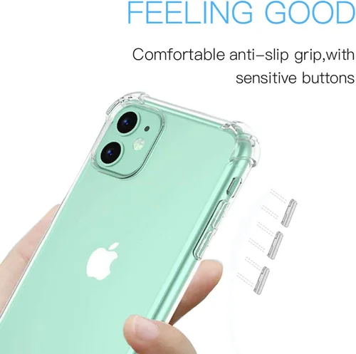 Vista 4 de Funda transparente para iPhone 11 con protector de pantalla Paquete 2 en 1 Doble protección – Incluye 2 protectores de vidrio templado de dureza